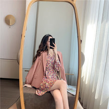 Load image into Gallery viewer, Women V-neck Floral Dress Chiffon Sweet Sexy Short Skirt Spring Autumn Fashion Temperament Dresses Korean Long-Sleeve Dress