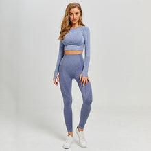 Load image into Gallery viewer, Women Vital Seamless Yoga Set Gym Clothing Fitness Leggings+Cropped Shirts Sport Suit Women Long Sleeve Tracksuit Active Wear