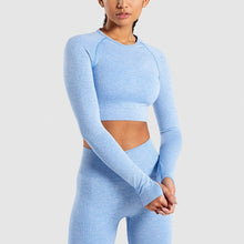 Load image into Gallery viewer, Women Vital Seamless Yoga Set Gym Clothing Fitness Leggings+Cropped Shirts Sport Suit Women Long Sleeve Tracksuit Active Wear