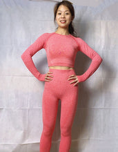 Load image into Gallery viewer, Women Vital Seamless Yoga Set Gym Clothing Fitness Leggings+Cropped Shirts Sport Suit Women Long Sleeve Tracksuit Active Wear