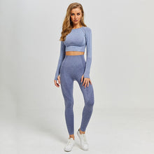 Load image into Gallery viewer, Women Vital Seamless Yoga Set Gym Clothing Fitness Leggings+Cropped Shirts Sport Suit Women Long Sleeve Tracksuit Active Wear
