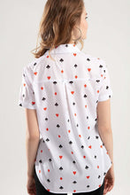 Load image into Gallery viewer, Women White Cards Printed Double Sleeve Shirt Shirts 2021 Fashion