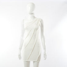 Load image into Gallery viewer, Women White One Shoulder Sexy Tight Slip Mini Dress Summer Ruched Elegant Bodycon Prom Evening Party Club Wrap Dress 2021 New