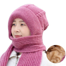 Load image into Gallery viewer, Women Winter Knitted Windproof Cap Scarf Knitting Thickening Hat Female Wool Hat Plus Velvet Ski Mask Hat Ear Protection Cap New