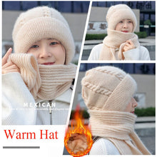 Load image into Gallery viewer, Women Winter Knitted Windproof Cap Scarf Knitting Thickening Hat Female Wool Hat Plus Velvet Ski Mask Hat Ear Protection Cap New
