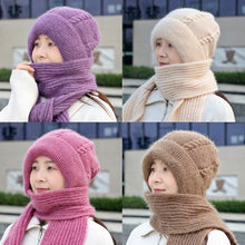 Load image into Gallery viewer, Women Winter Knitted Windproof Cap Scarf Knitting Thickening Hat Female Wool Hat Plus Velvet Ski Mask Hat Ear Protection Cap New