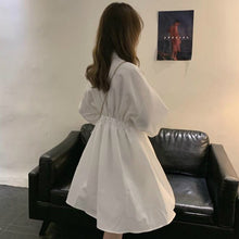 Load image into Gallery viewer, Women dress Long Sleeve White black Shirt Dress for women Casual Turn Down Collar Mini Dress Button Lady A Line Office Vestidos