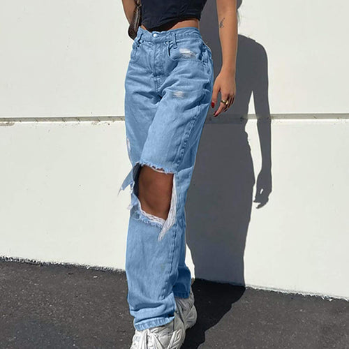 Women jeans Ripped Straight Baggy Vintage High Waist Denim Distressed Streetwear 2021 Female mom jeans woman high waist pants