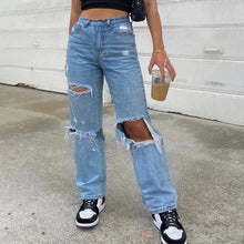 Load image into Gallery viewer, Women jeans Ripped Straight Baggy Vintage High Waist Denim Distressed Streetwear 2021 Female mom jeans woman high waist pants