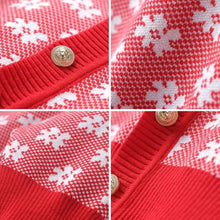 Load image into Gallery viewer, Women&#39;s Autumn Flower Single-Breasted Knitted Cardigan + Short-Sleeved Dress Two-Piece Suits Red