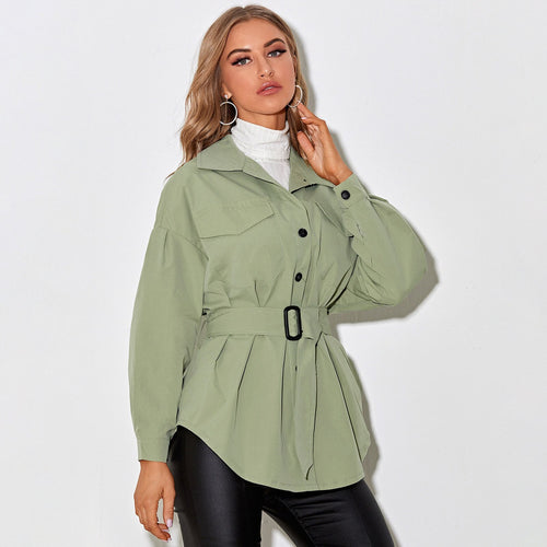 Women's Autumn Jackets Coat Belted Single Breasted Vintage Chic Trench Coat Oversize Jackets Women's Windbreaker Streetwear