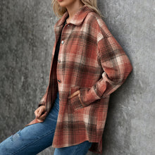 Load image into Gallery viewer, Women&#39;s Autumn Jackets Vintage Plaid Shirt with Pockets Button Down Turn-down Collar Loose Casual Jackets Female Outwear Coat