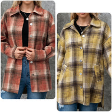 Load image into Gallery viewer, Women&#39;s Autumn Jackets Vintage Plaid Shirt with Pockets Button Down Turn-down Collar Loose Casual Jackets Female Outwear Coat