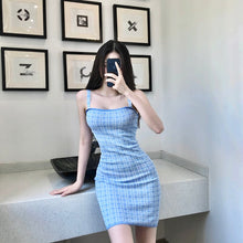 Load image into Gallery viewer, Women&#39;s Autumn New Short Coat + Sexy Retro Plaid Sling Bag Hip Dress Knitted Two-Piece Sets Female