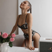 Load image into Gallery viewer, Women&#39;s Babydoll Lingerie Set Embroidery Sexy Teddies Corset Bodysuit High Waisted Waist Cincher Garter Belt Swimsuit Beachwears