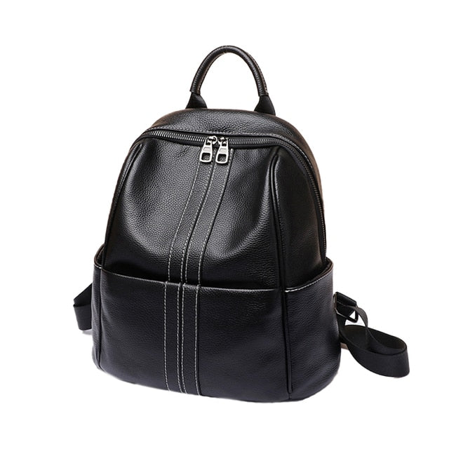 Women's Backpack Female Cowhide Leather Bags Genuine Leather Fashion Bag For Girls Teenage School Shoulder Mochila for Ladies