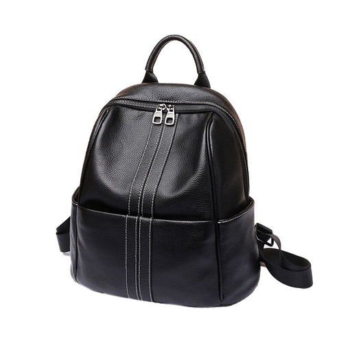Women's Backpack Female Cowhide Leather Bags Genuine Leather Fashion Bag For Girls Teenage School Shoulder Mochila for Ladies