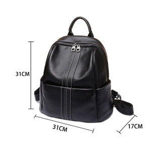 Women&#39;s Backpack Female Cowhide Leather Bags Genuine Leather Fashion Bag For Girls Teenage School Shoulder Mochila for Ladies