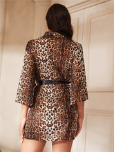 Load image into Gallery viewer, Women&#39;s Bathrobe Leopard Print Belted Mesh Sleep Robe Bride Bridesmain Panty Dressing Gown