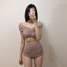 Load image into Gallery viewer, Women&#39;s Bikini Set High Waist Padded Biquini Off Shoulder Tummy Control Brazilian Bikinis Beach Suit 2022 Koren Bathing Suits