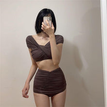 Load image into Gallery viewer, Women&#39;s Bikini Set High Waist Padded Biquini Off Shoulder Tummy Control Brazilian Bikinis Beach Suit 2022 Koren Bathing Suits