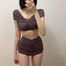 Load image into Gallery viewer, Women&#39;s Bikini Set High Waist Padded Biquini Off Shoulder Tummy Control Brazilian Bikinis Beach Suit 2022 Koren Bathing Suits