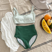 Load image into Gallery viewer, Women&#39;s Bikini Set Mid Waist Bathing Swimwear Swimsuit Removable Pad Beach Suit 2022 Koren Style Bathing Suit Women