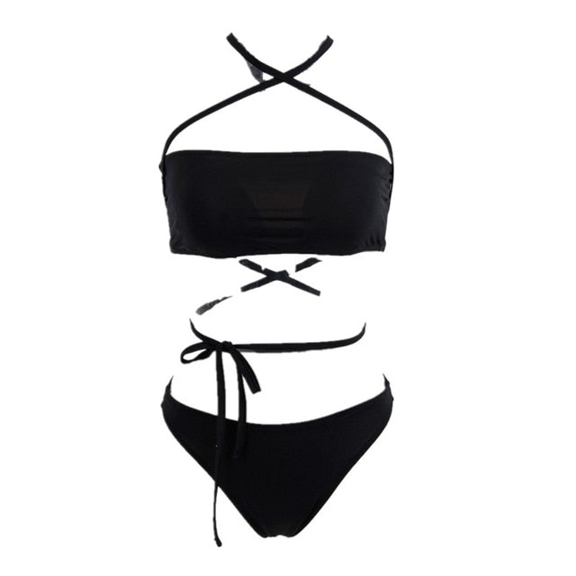 Women's Bikini Set Padded Bandage Biquini Low Waist Swimwear Bandeau Swimsuit High Quality Beach Suit 2020 Koren Design