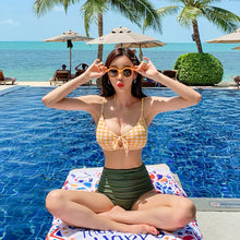 Load image into Gallery viewer, Women&#39;s Bikini Set Plaid High Waist Swimwear Swimsuit High Quality Beach Suit 2020 Koren Style Bathing Suit Women