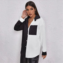 Load image into Gallery viewer, Women&#39;s Blouse Contrasting Color Stitching Blouse Long-sleeved Shirt Women Autumn Spring New Fashion Temperament Commute Tops
