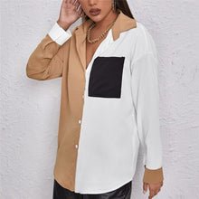 Load image into Gallery viewer, Women&#39;s Blouse Contrasting Color Stitching Blouse Long-sleeved Shirt Women Autumn Spring New Fashion Temperament Commute Tops