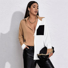 Load image into Gallery viewer, Women&#39;s Blouse Contrasting Color Stitching Blouse Long-sleeved Shirt Women Autumn Spring New Fashion Temperament Commute Tops