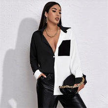 Load image into Gallery viewer, Women&#39;s Blouse Contrasting Color Stitching Blouse Long-sleeved Shirt Women Autumn Spring New Fashion Temperament Commute Tops
