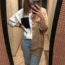 Load image into Gallery viewer, Women&#39;s Blouse Contrasting Color Stitching Blouse Long-sleeved Shirt Women Autumn Spring New Fashion Temperament Commute Tops