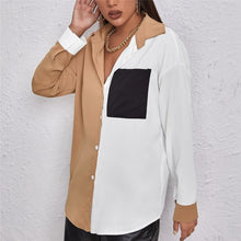 Load image into Gallery viewer, Women&#39;s Blouse Contrasting Color Stitching Blouse Long-sleeved Shirt Women Autumn Spring New Fashion Temperament Commute Tops