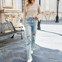 Load image into Gallery viewer, Women&#39;s Blouse Sexy Ruffled V Neck Buttoned Shirt Casual Loose Autumn Tops Slim Elegant Chic Blouses Tops Femme