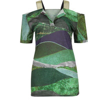 Load image into Gallery viewer, Women&#39;s Blouses Camouflage Print V-neck Short Sleeve Off Shoulder Top Casual Boho Sexy Blouse Women Bluzki Damskie Camisas 2021