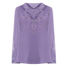 Load image into Gallery viewer, Women&#39;s Bottoming Shirt New 2021 Spring Autumn Long Sleeve Mesh Tops And Shirt Hot Drilling Embroidered Plus Size Women T-Shirt