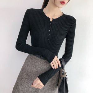 Women&#39;s Bottoming Sweaters Autumn Winter Basic Knitting Warm Slim Sweater Solid Minimalist Stretch Large Size Tight-Fitting Tops