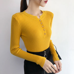 Women&#39;s Bottoming Sweaters Autumn Winter Basic Knitting Warm Slim Sweater Solid Minimalist Stretch Large Size Tight-Fitting Tops