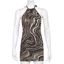 Load image into Gallery viewer, Women&#39;s Clothing Water Ripple Print Halter Neck Summer 2021 Sexy Party Dress High Waist Mini Dress Female Clothing Club Fashion
