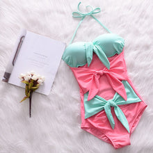 Load image into Gallery viewer, Women&#39;s Cut Out One Piece Swimwear Summer Beach Bathing Suit Solid Monokini Bow Front Swimsuit Padded Beachwear With Coves