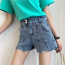 Load image into Gallery viewer, Women&#39;s Denim Shorts New High Waist 2021 Korean Style Slim Loose Summer Outdoor Wear A- Line Wide-Leg Hot Pants Fashion Jeans