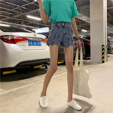 Load image into Gallery viewer, Women&#39;s Denim Shorts New High Waist 2021 Korean Style Slim Loose Summer Outdoor Wear A- Line Wide-Leg Hot Pants Fashion Jeans