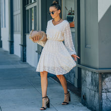 Load image into Gallery viewer, Women&#39;s Dress European Dress For Women Clothing Gentle Chiffon Long-Sleeve  Mesh Dresses Spring Sexy V-Neck Dress