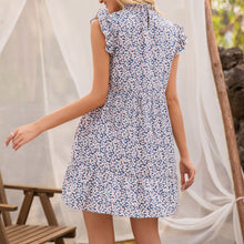 Load image into Gallery viewer, Women&#39;s Dress Summer Boho Floral Print Beach Dress Stand Collar Loose Empire Sleeveless  Casual Dress Holiday Sundress Vestido