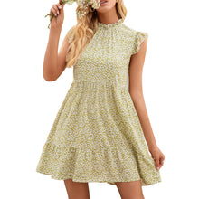 Load image into Gallery viewer, Women&#39;s Dress Summer Boho Floral Print Beach Dress Stand Collar Loose Empire Sleeveless  Casual Dress Holiday Sundress Vestido