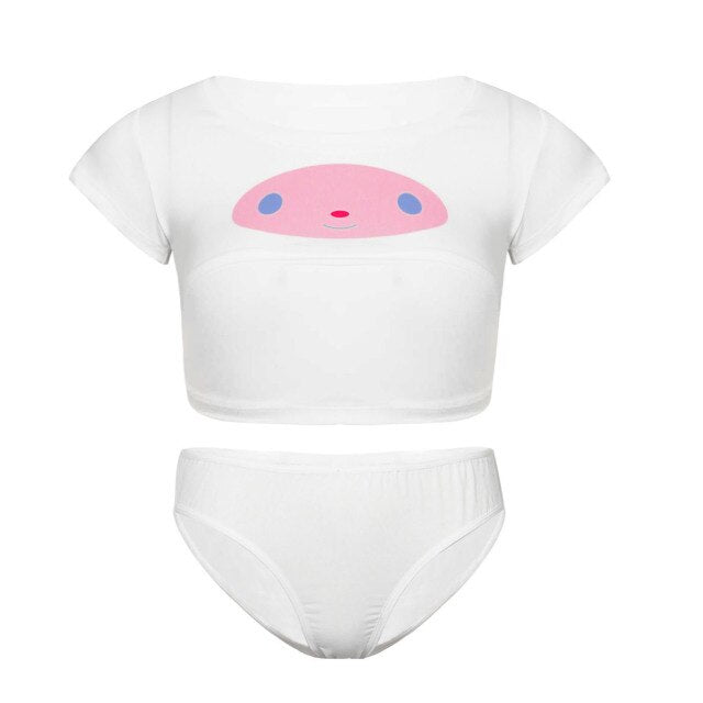 Women's Erotic Bra Set Sexy Crop Top  with Briefs Panties Cartoon Printed Lingerie Suit Soft Underwear Sets Two-Piece Sleepwear