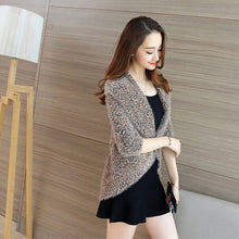 Load image into Gallery viewer, Women&#39;s Fashion Leopard Cashmere Sweaters Long Sleeve V Neck Casual Loose Cardigans knitting Thicken Tops