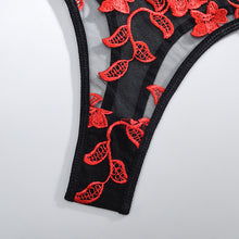 Load image into Gallery viewer, Women&#39;s Floral Embroidered Underwear Sexy Sensual Lingerie Bralette Gather Bra and Panty Set mesh See-through Erotic Brief Sets